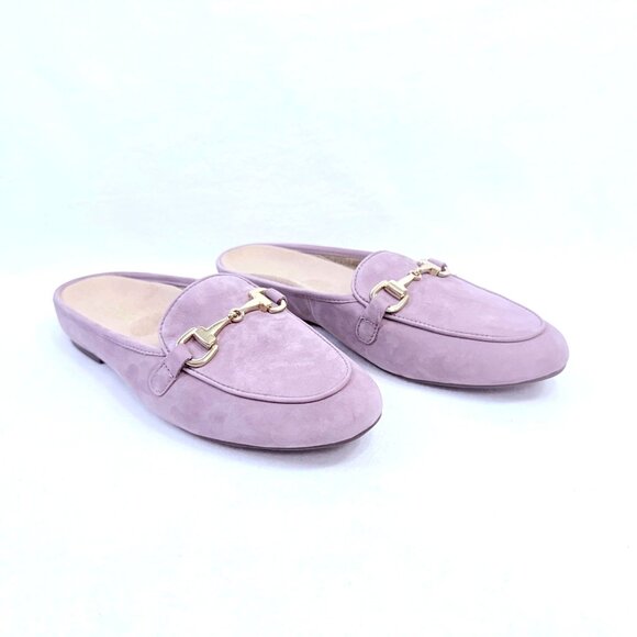 Vionic Adeline Dusky Lilac Suede Slides w/Gold Tone Detail - Size 8M NWOT - Picture 1 of 9